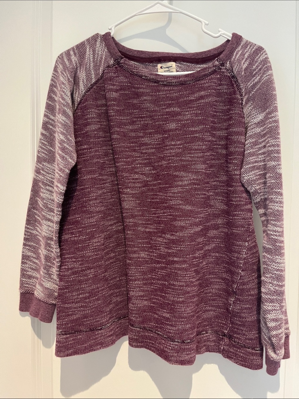 Champion Plum and Heathered White Raglan Pullover